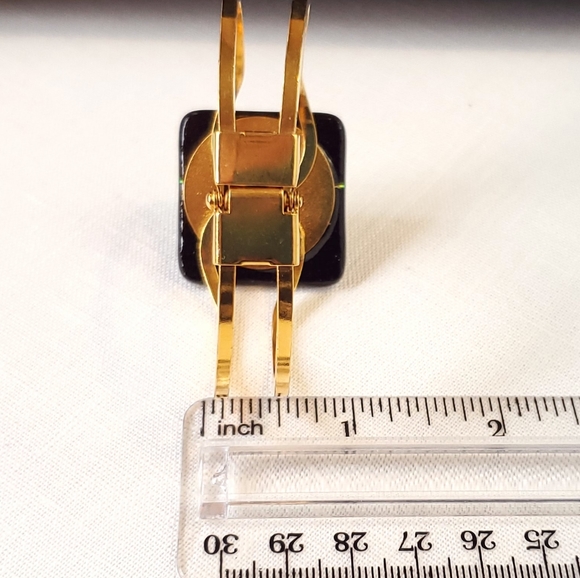 Pretty Dichroic Glass Hinge Bracelet Artisan Made - Picture 4 of 10